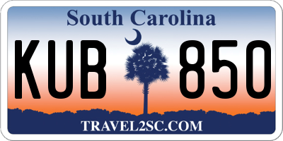 SC license plate KUB850