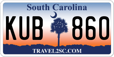 SC license plate KUB860