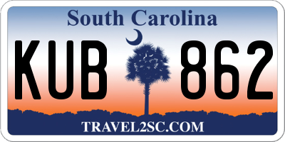 SC license plate KUB862