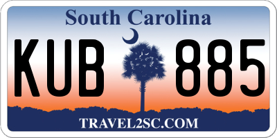 SC license plate KUB885