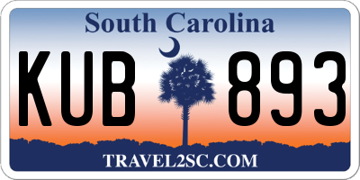 SC license plate KUB893