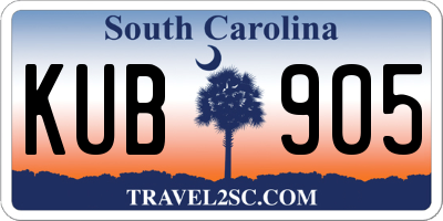 SC license plate KUB905