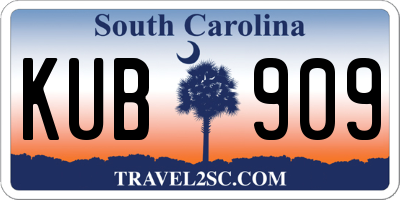 SC license plate KUB909