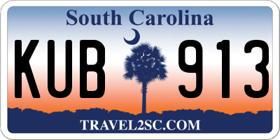 SC license plate KUB913