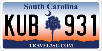 SC license plate KUB931