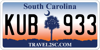 SC license plate KUB933