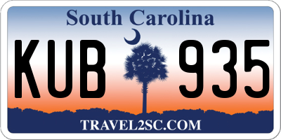 SC license plate KUB935