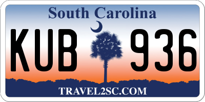 SC license plate KUB936