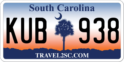 SC license plate KUB938