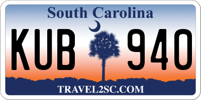 SC license plate KUB940