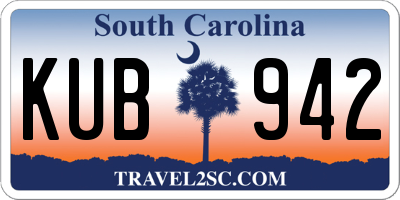 SC license plate KUB942