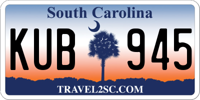 SC license plate KUB945