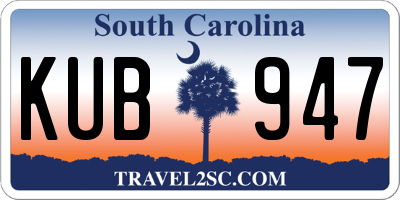 SC license plate KUB947