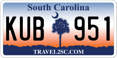 SC license plate KUB951