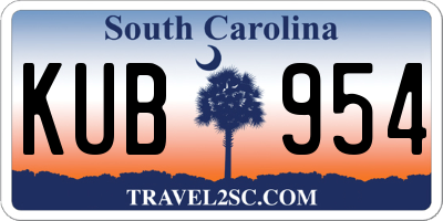 SC license plate KUB954