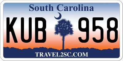 SC license plate KUB958