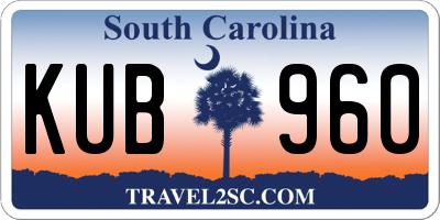 SC license plate KUB960