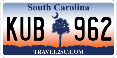 SC license plate KUB962