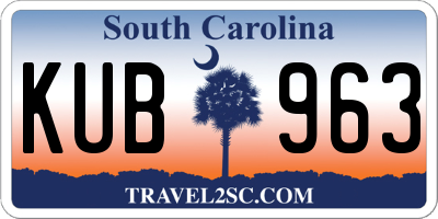 SC license plate KUB963