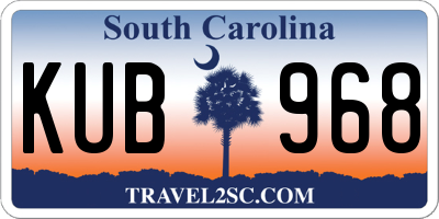 SC license plate KUB968