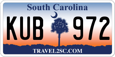 SC license plate KUB972