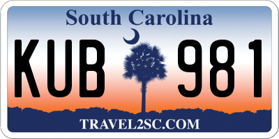 SC license plate KUB981