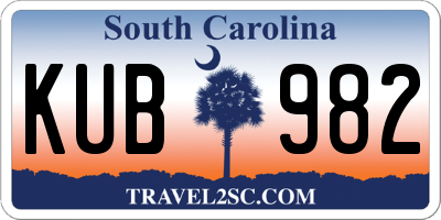 SC license plate KUB982