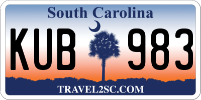 SC license plate KUB983