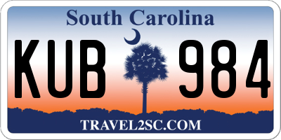 SC license plate KUB984