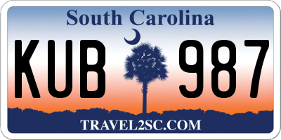 SC license plate KUB987