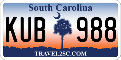 SC license plate KUB988