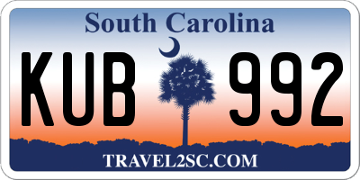 SC license plate KUB992