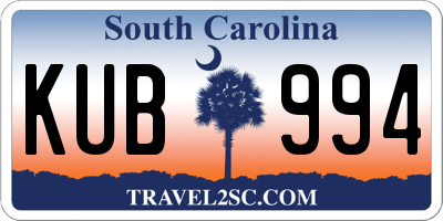 SC license plate KUB994