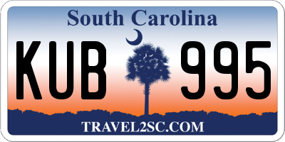 SC license plate KUB995