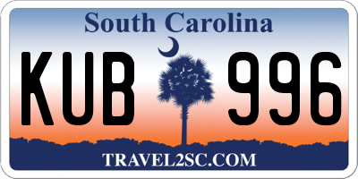 SC license plate KUB996