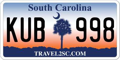 SC license plate KUB998