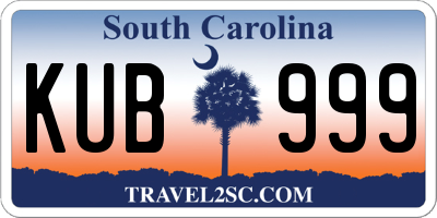 SC license plate KUB999