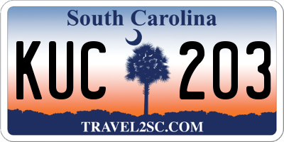 SC license plate KUC203