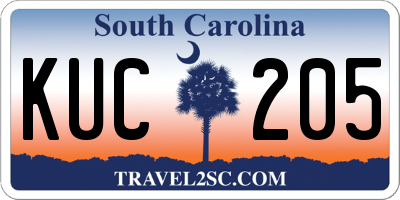 SC license plate KUC205