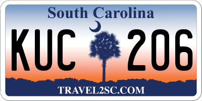 SC license plate KUC206