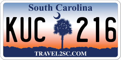 SC license plate KUC216