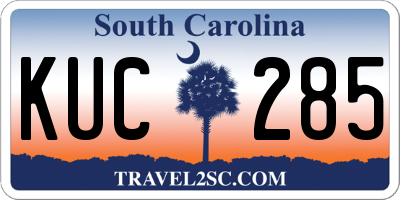 SC license plate KUC285