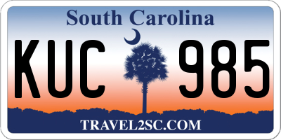 SC license plate KUC985
