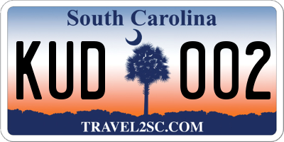 SC license plate KUD002