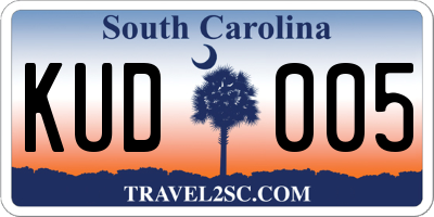 SC license plate KUD005