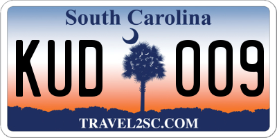 SC license plate KUD009