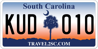 SC license plate KUD010