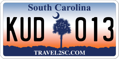SC license plate KUD013