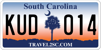 SC license plate KUD014