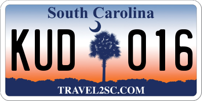 SC license plate KUD016